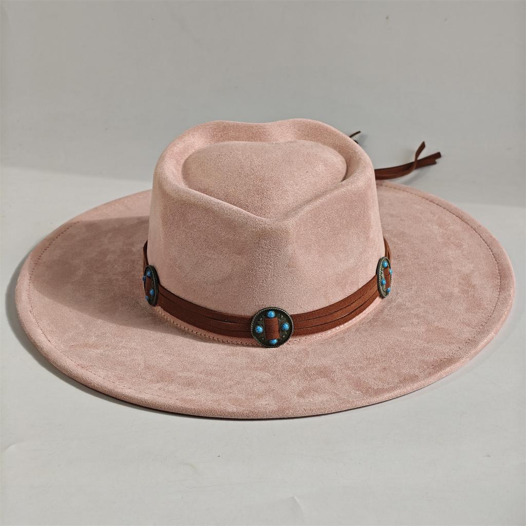 Rose Red Heart Top Vegan Suede Hat Turquoise Accessories Fedora Hat Men'S Women'S Felt Jazz Hat Classic Suede Chapeau Sombrero