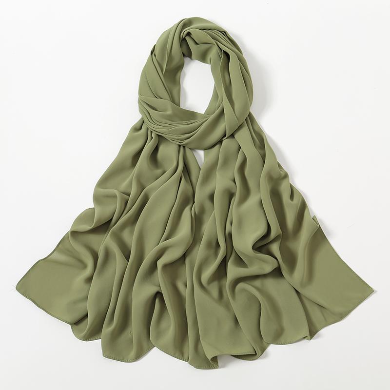 Women Heavy Chiffon Hijab Scarf Premium Chiffon Muslim Hijabs Plain Good Stitching Maxi Wrap Solid Color Musulman Femme Shawls