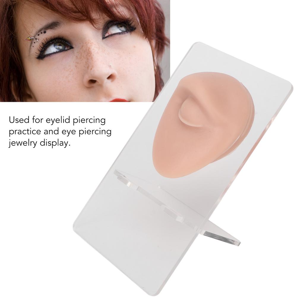 Soft Silicone Single Eye Model Flexible Elastic Simulation Reusable Jewelry Display Body Piercing Model with Acrylic Holder