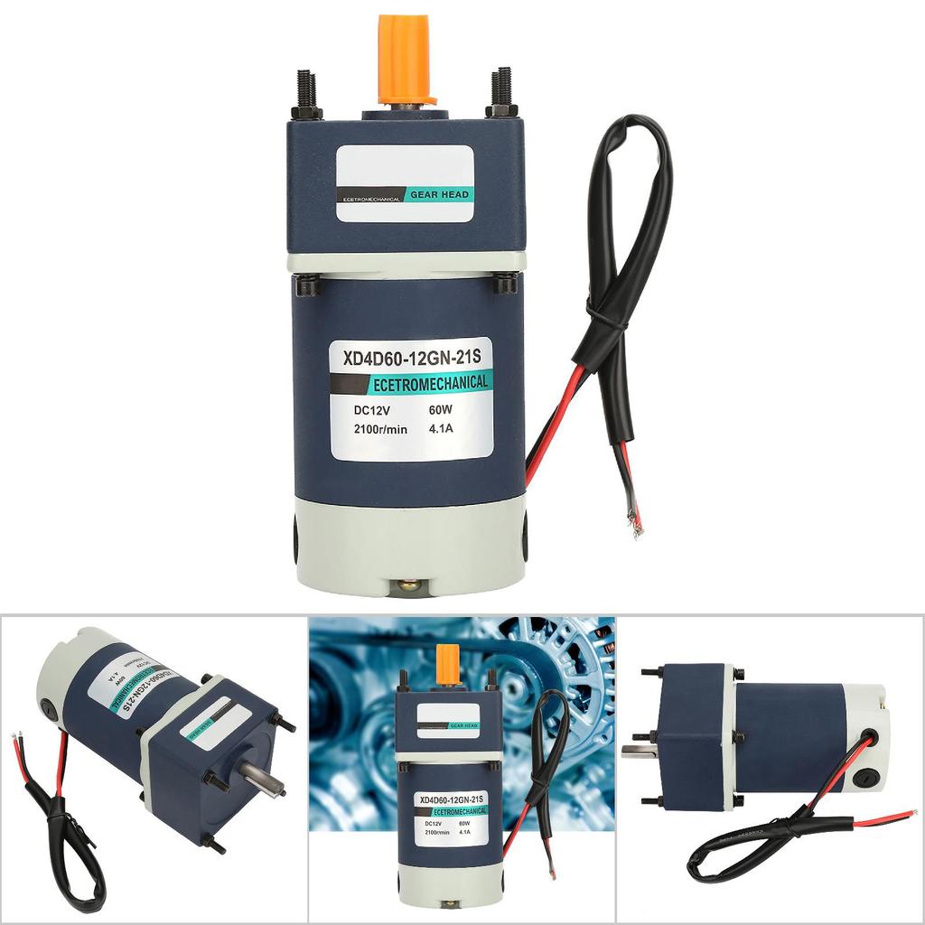 12V 60W Hohes Drehmoment Einstellbare Drehzahl Metallgetriebe Permanentmagnet DC Getriebemotor(10.210 U/min)