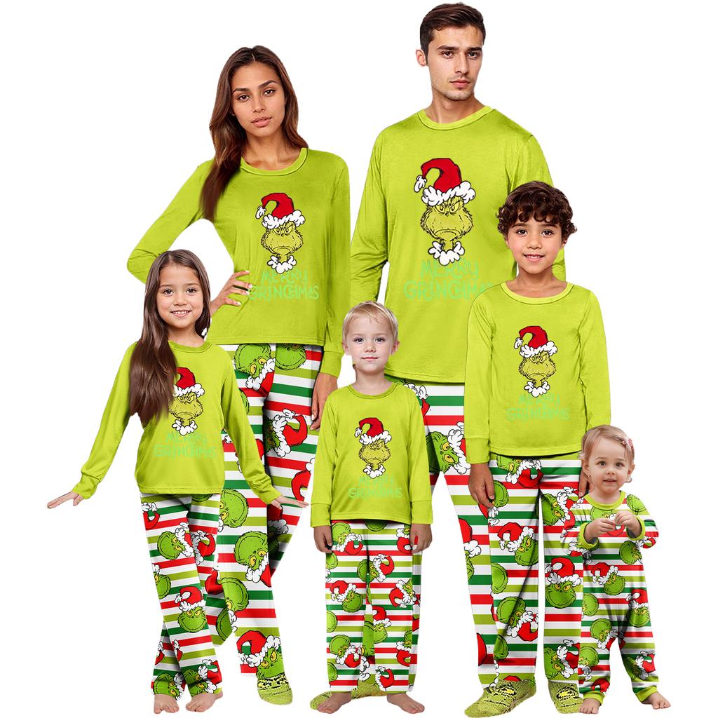 Parent-child Christmas Print Home Suit Long-sleeved Top And Pants