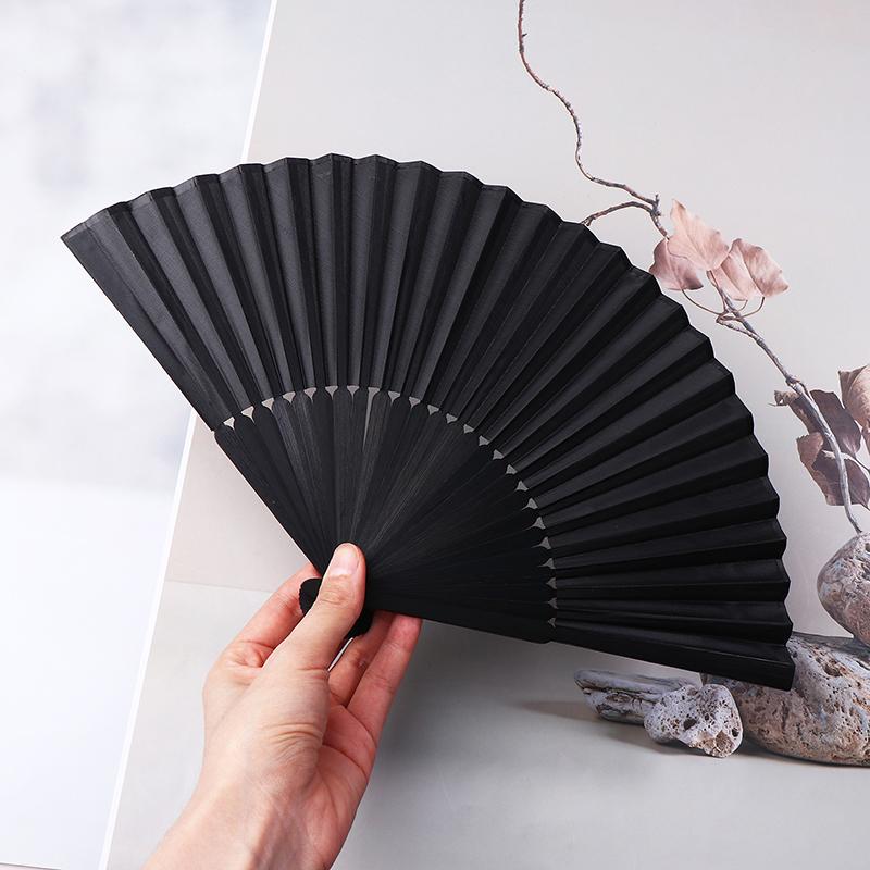 Black Hand Fan Vintage Folding Fans Wedding Party Favor Supplies Chinese Hand Fan Classical Dance Fan Craft Fan Lightweight