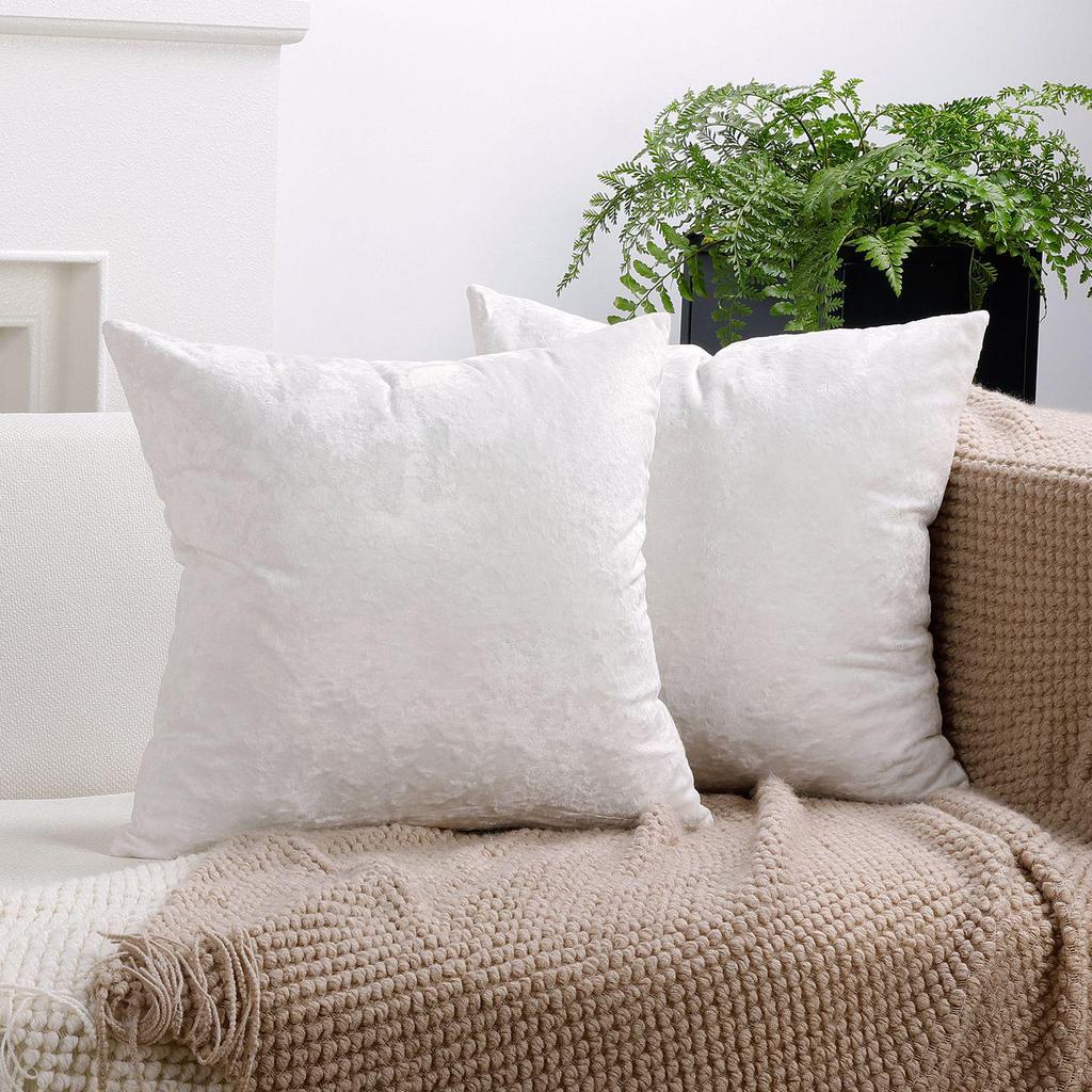 Nordic Velvet Cushion Cover: Soft, Solid Color Ice Flower Design, 1pc
