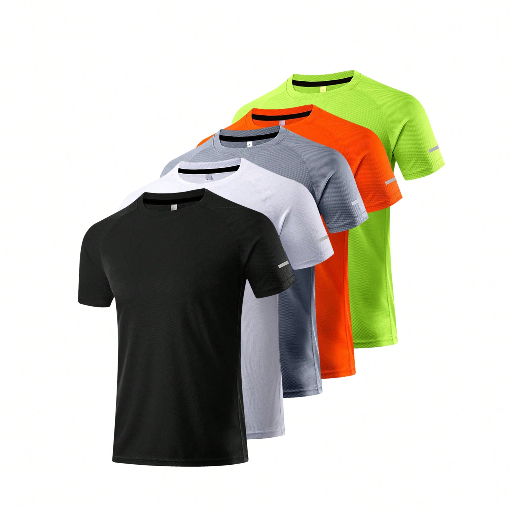 

5 шт./компл. мужская футболка с коротким рукавом для спорта, фитнеса, баскетбола, тренировок, рыбалки, бега, свободного покроя XXL чёрный/белый