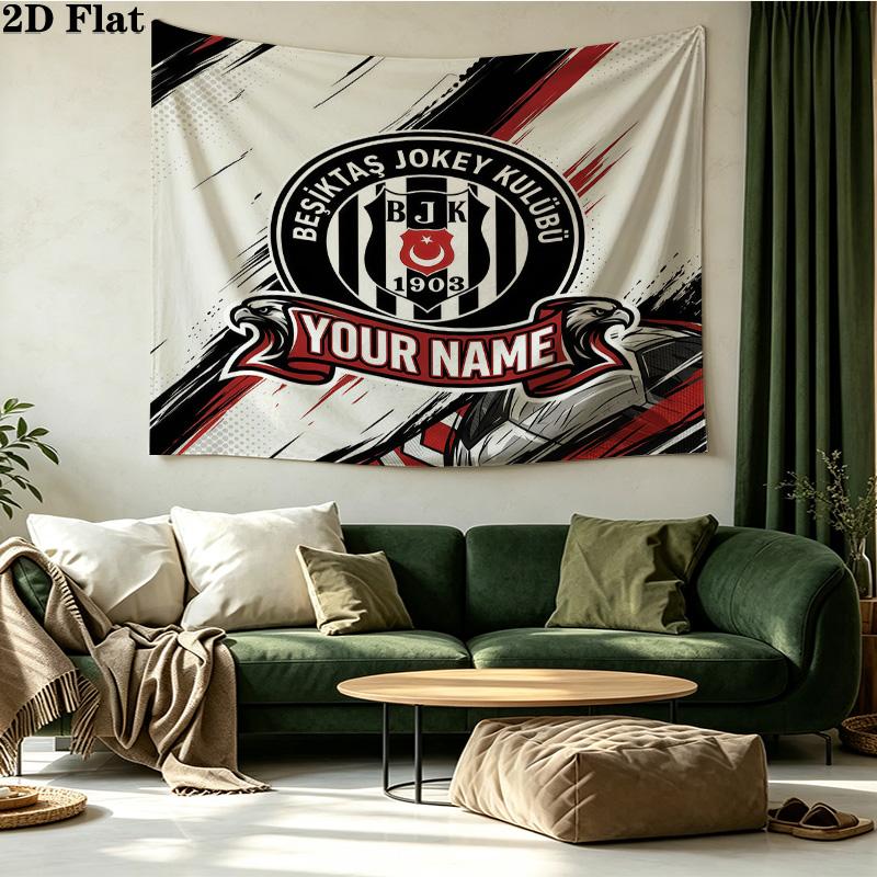 Custom Name Besiktas Printed Tapestry – Wall Hanging for Bedrooms, Dorms, and Home Decor