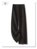Oatmeal Acetate Wool Flannel Wide-Leg Pants - Women's 2024 Soft Cashmere Straight-Leg, Perfect for Autumn & Winter