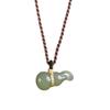 Hetian Jade Ice Clear Gourd Pendant Amulet for Couples