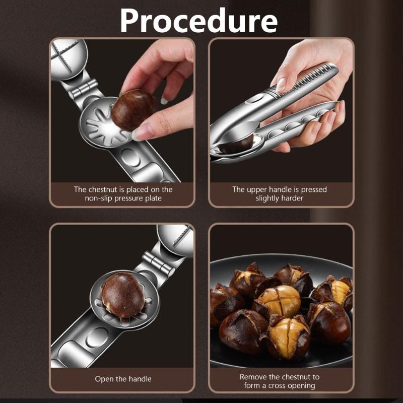 Chestnut Crackers With Protective Finger Sleeve Portable Nut Crackers Set Stainless Steel Chestnuts Opener for Elderly