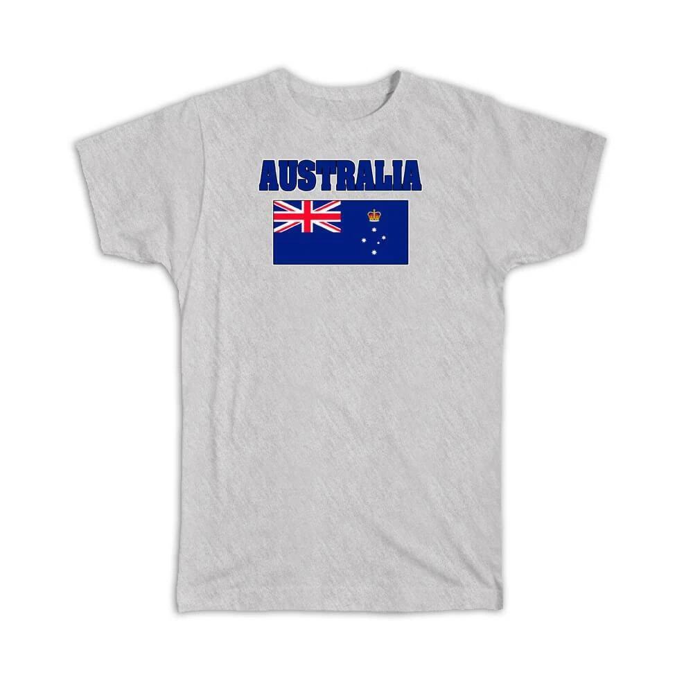 Gift T-Shirt : Australia Victoria Flag Chest Australian Country Expat 4XL