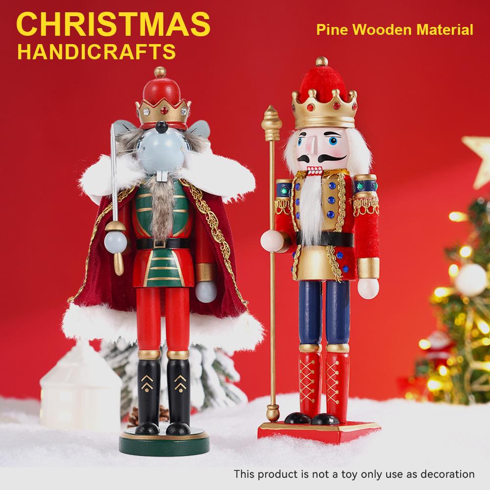2pcs Nutcracker Puppet Soldier Ornament Doll Merry Christmas Decoration Creative Gift Wooden Handicrafts Desktop Cute Ornament