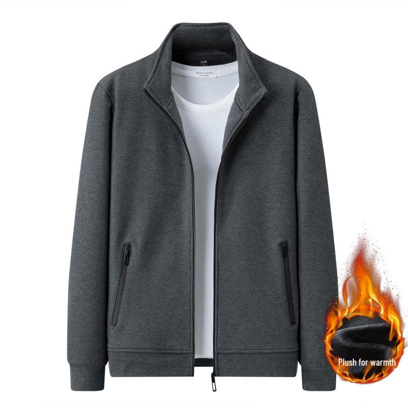 Men's Thickened Velvet Cotton Casual Suit: Middle-aged Father's Two-piece Sports Jacket and Pants Set