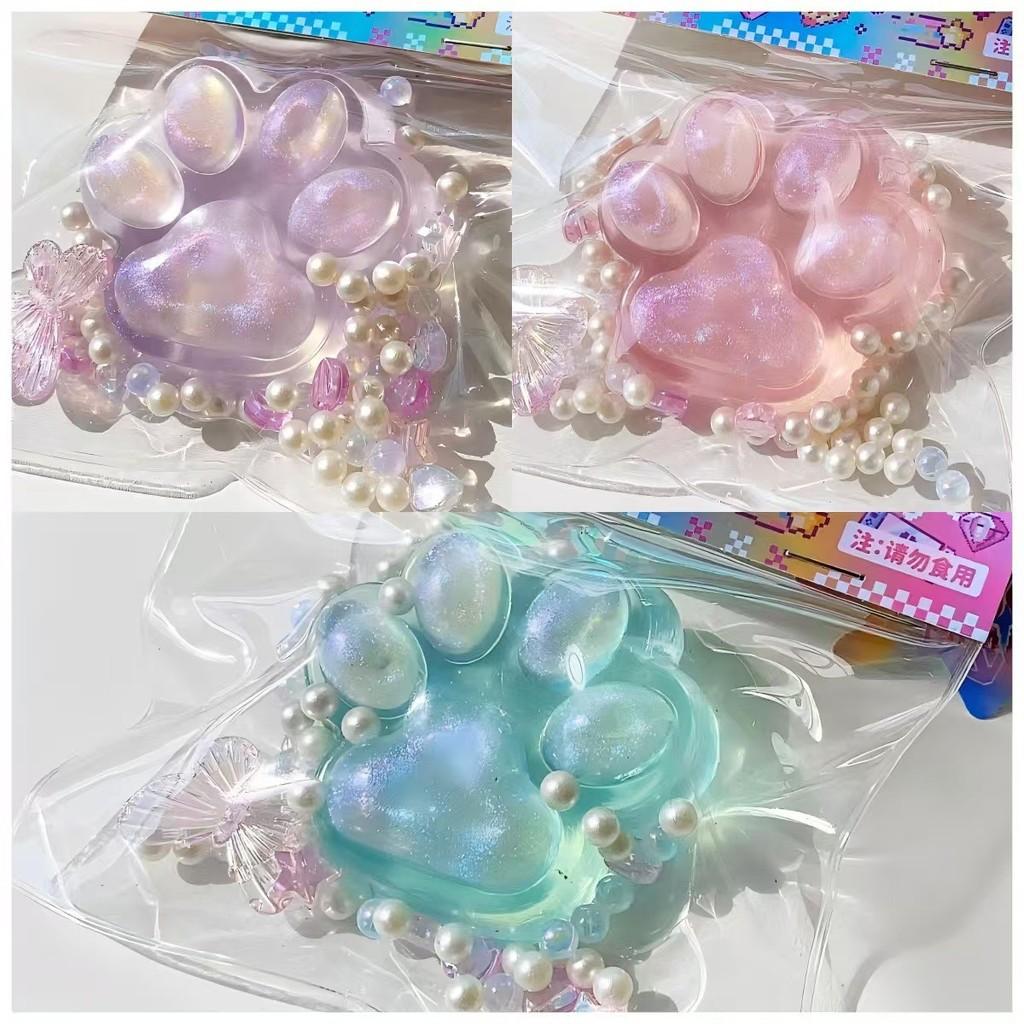 Tpr Purple Crystal Cat Paw Stress Relief Toy For Kids And Teens