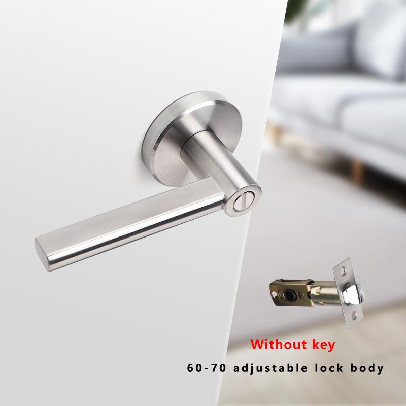304 Stainless Steel Three-pole Handle Lock Single Tongue Bathroom Interior Door Lock Aisle Fire Door Door Lock With Key