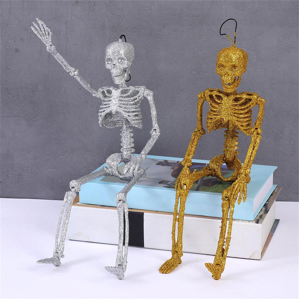 40cm Glittering Skeleton Halloween Decorations with Articulated Joints For Holiday Party Centerpieces Indoor and Outdoor