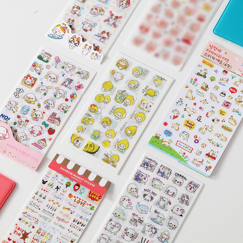Creative Set of 6 Pieces of Japanese Paper Stickers Student Diy Hand Account Stickers Stationery Store Small Gifts Children's Cartoon Stickers
