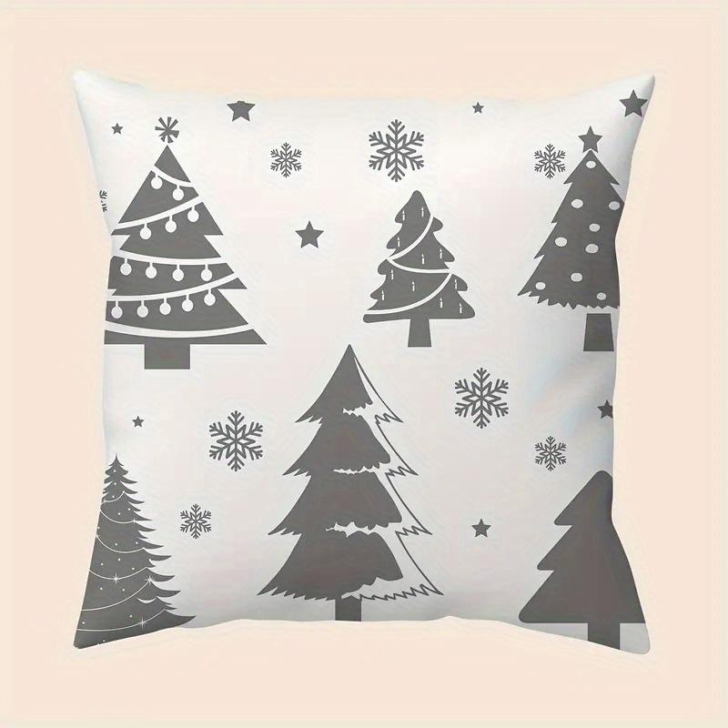 Snowflake And Christmas Tree Patterned Pillowcases, Machine Washable, Suitable For Bedroom And Living Room Decoration.
