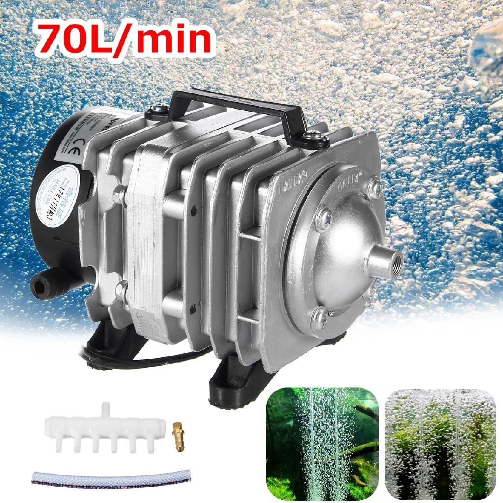 220V 70L/min Electromagnetic Air Compressor Pump 45W Aquarium Fish Pond Compressor Hydroponic Air Aerator Pump