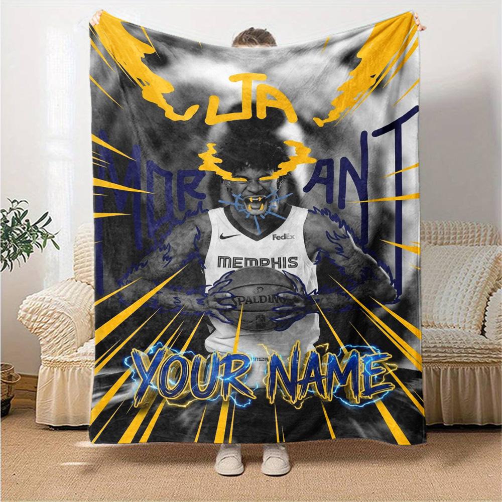 Name Custom Ja Morant Print Flannel Blanket High Quality Warm Comfortable Cover for All Seasons Perfect for Gifts Home Decor
