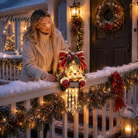 Christmas Lighted Garland Accents Winter Glow Snowman Icicle Light Decor, Outdoor Decorations, Hanging Wonderland Entrance Trim LED Holiday Lights for