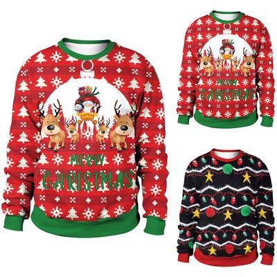 Oversized Loose Fitting Women's Christmas Round Neck  Hoodie