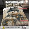 3pcs Festive Snowman Christmas Duvet Cover Set - Cozy Winter Theme with Zipper Closure, Machine Washable Polyester