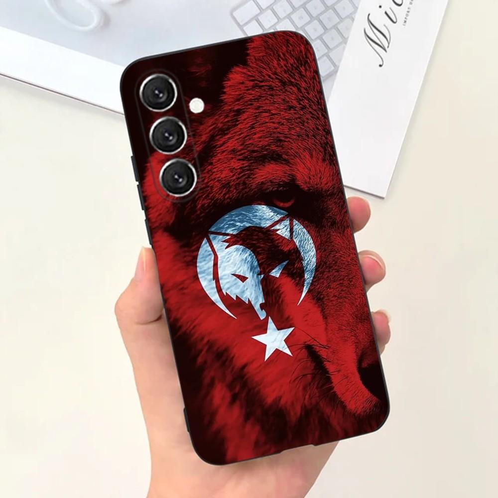Turk Wolf Turkey Flag  Phone Case For Samsung S25,S24,S21,S22,S23,S30,Ultra,S20,Plus,Fe,Lite,Note,10,9,5G Black Cover