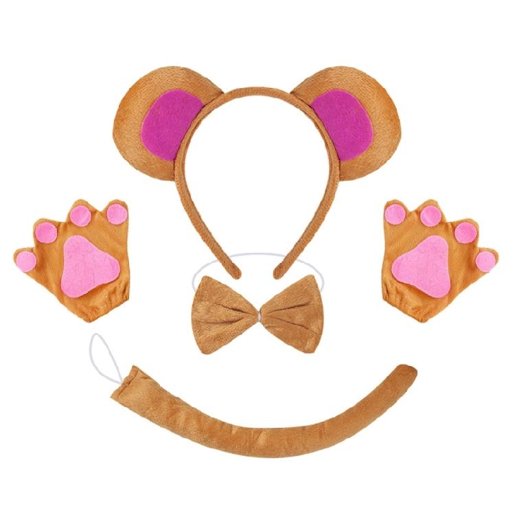 Halloween Monkey Costume Accessories Include Monkey Ear Headband Monkey Tail Bowtie Glove Skirt for Kid Boy Girl Cosplay