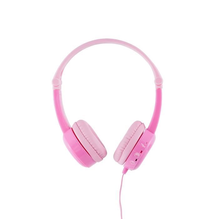 Casque audio filaire sécurisé pour enfant Buddyphones TRAVEL Rose