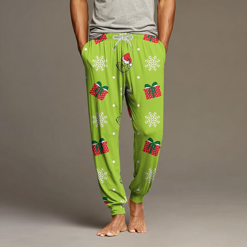 Men's Drawstring Pocket Cuffed Casual Pants Home Sleep Pants