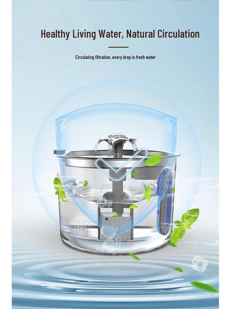 TEMU Smart Stainless Steel Pet Water Fountain - Silent Automatic Cat Water Dispenser
