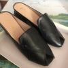 2025 Summer New 4cm Thick Heel Half Slippers Women Wear Fashion Flip Flop Leather Slippers Mueller Party Slippers