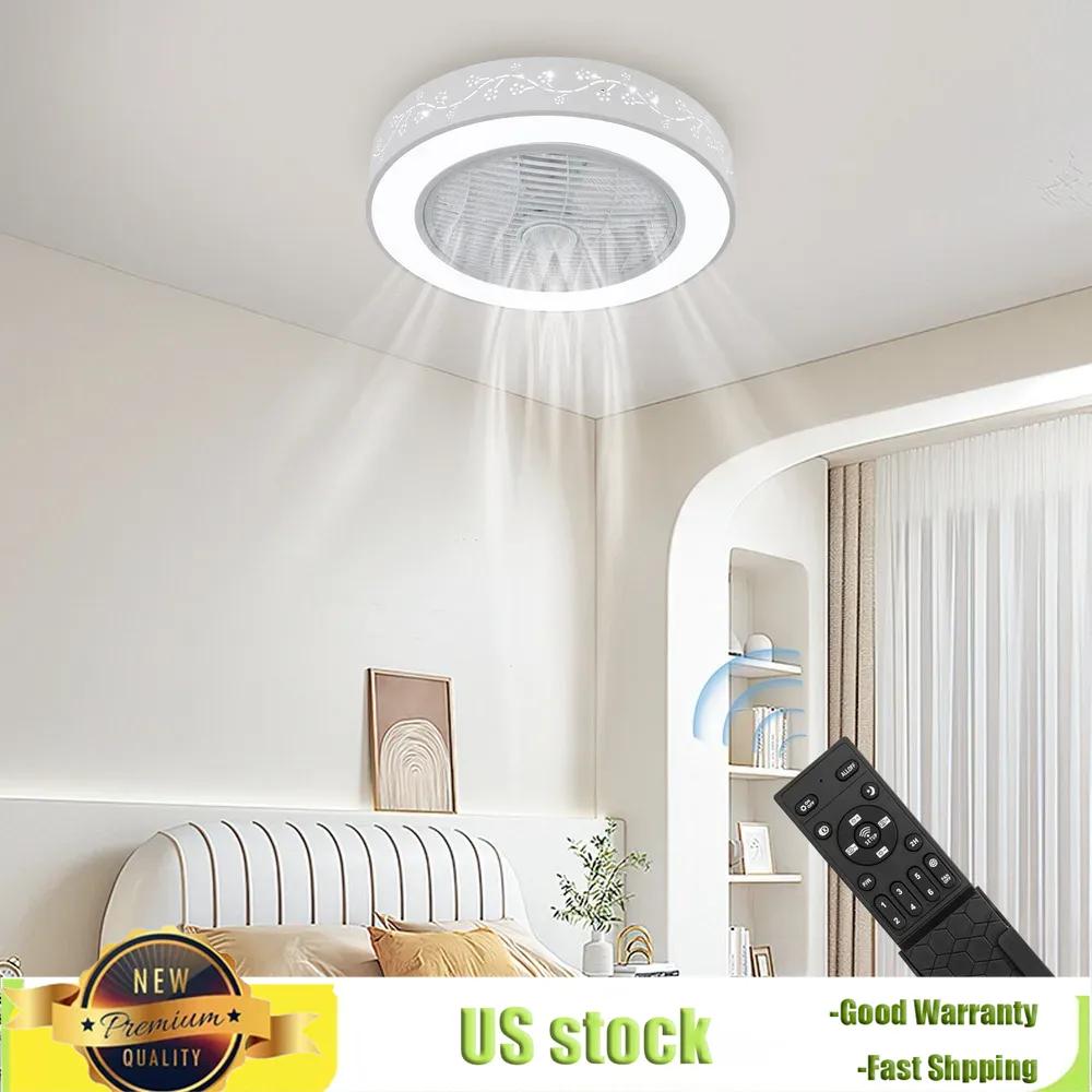 Bymaocar 22in Dimmable Ceiling Fan Light 3 Colors Modern Semi Flush Mount Low Profile Light Remote & Smart APP Control Lighting