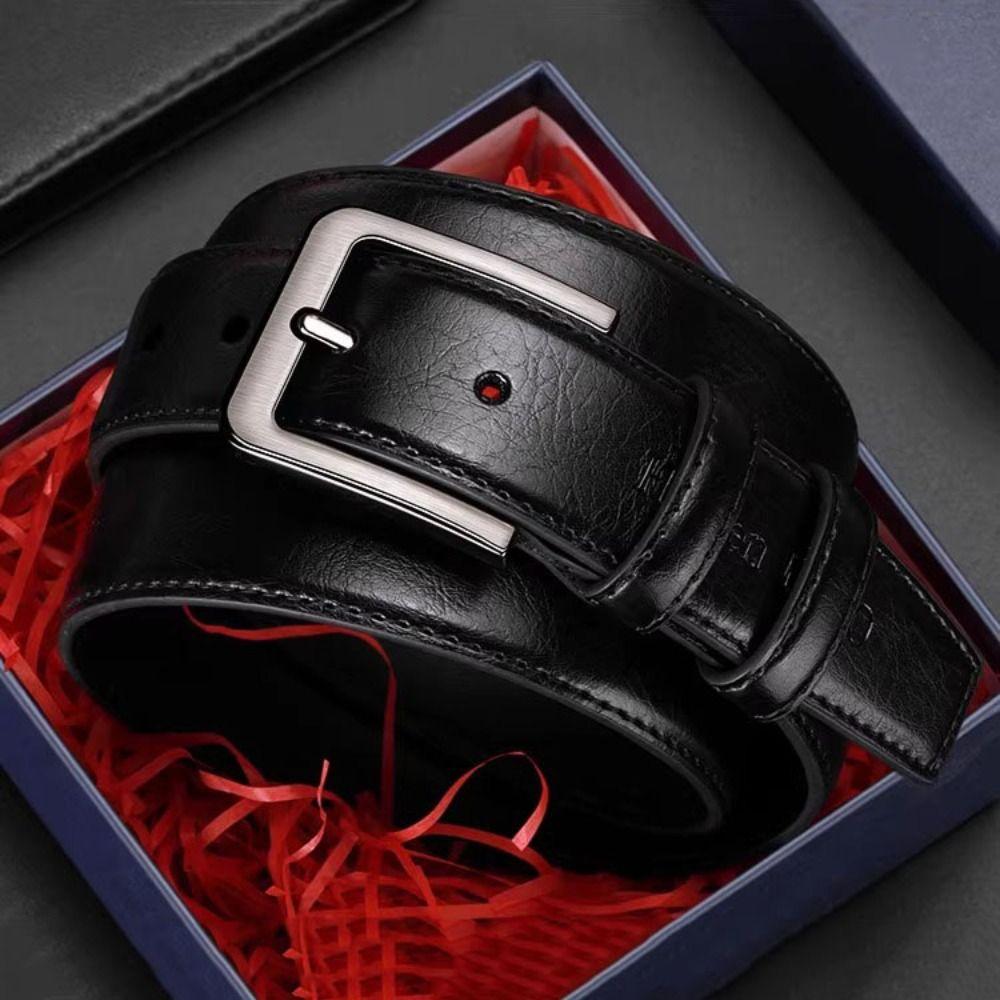 Versatile Zinc Zinc Alloy Leather Belt Texture Pin Buckle Belt Luxury Casual Waist Belt  Elderly People