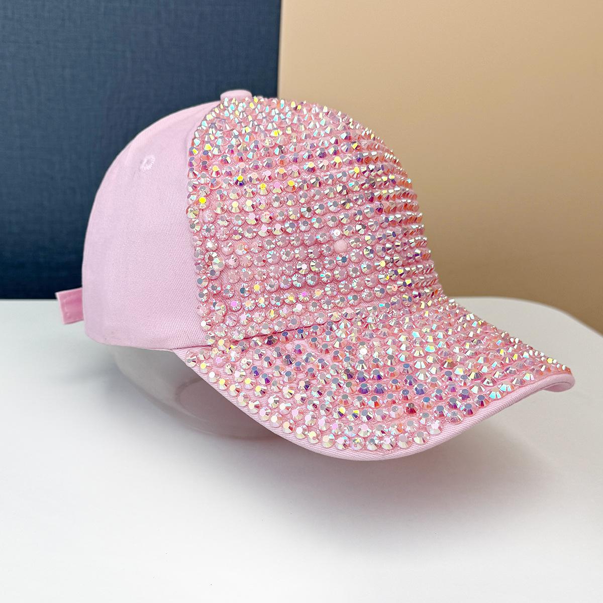 

Бейсболка с полным бриллиантовым сиянием, женская весенне-летняя солнцезащитная кепка с козырьком, уличная шляпа от солнца, тяжелая промышленность Adjustable розовый