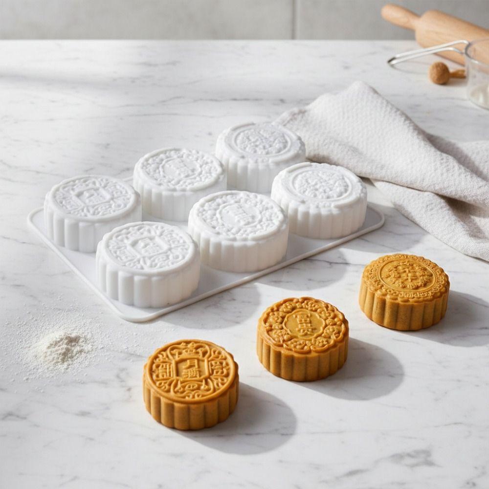 6 Cavities Auspicious Clouds Mooncake Mold Silicone Mung Bean Cake Mold Candle