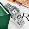 Relógio Feminino de Luxo GREELY Retangular Retro com Pedras Quadradas à Prova d'Água
