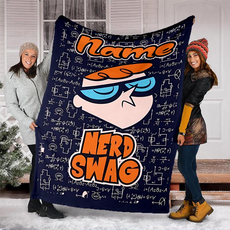 Personalized Custom Name Blanket - Dexter's Laboratory Print Design,Blanket for Sofa,Bed,Travel,Camping - Soft and Warm, Great Gift