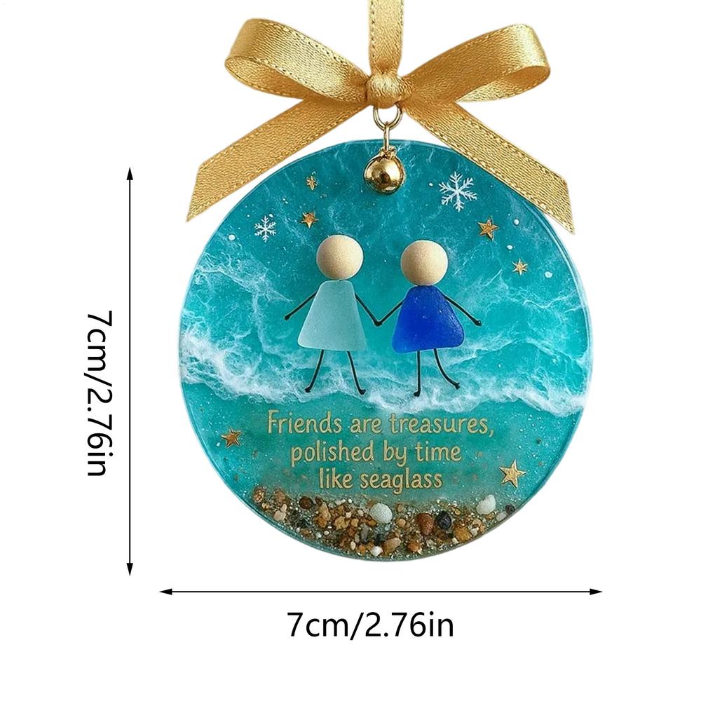 Sea Glass Christmas Friendship Ornament 2D Acrylic Christmas Tree Decor Friend Keepsake Pendant For Winter Home