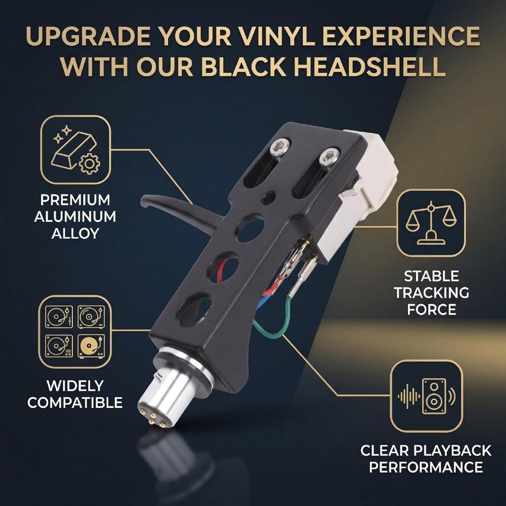 Aluminum alloy Magnetic Cartridge Needle Black Headshell Replacement Turntable Headshell Playback