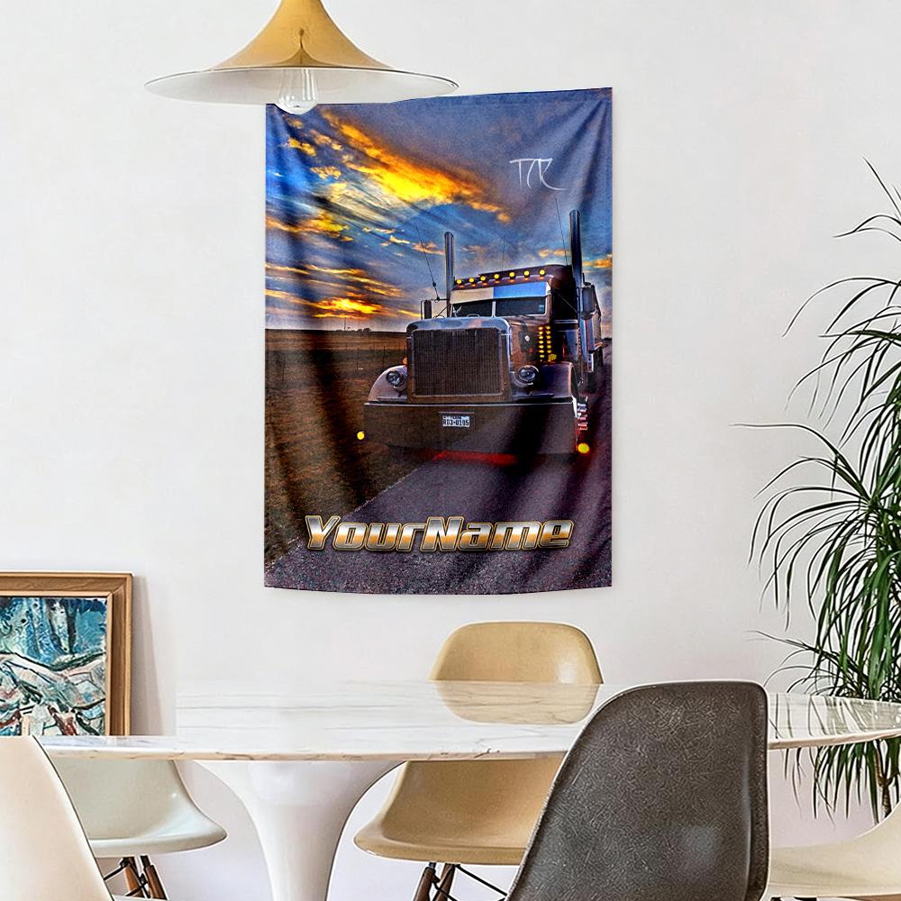 Peterbilt Schwerlastwagen Benutzerdefinierter Name Wanddekor Wandteppich Kunst Für Haustiermemorial Geburtstag Hochzeitsfeier Hintergrund Familien Geschenk