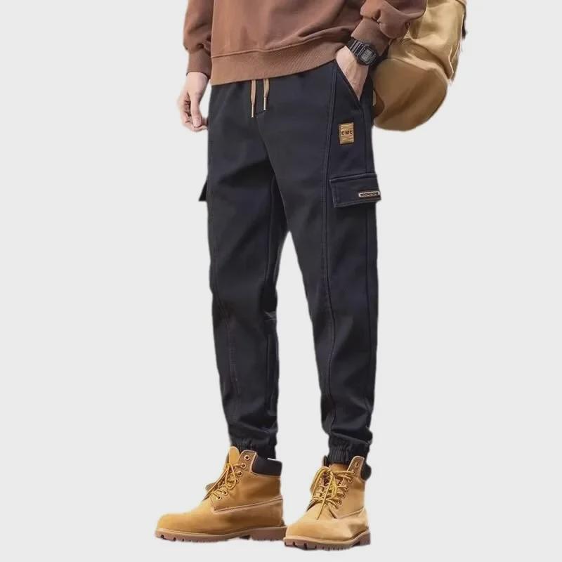 2024 Men's American-Style Plus Velvet Autumn/Winter Overalls: Versatile, Loose, Warm, Casual Pants