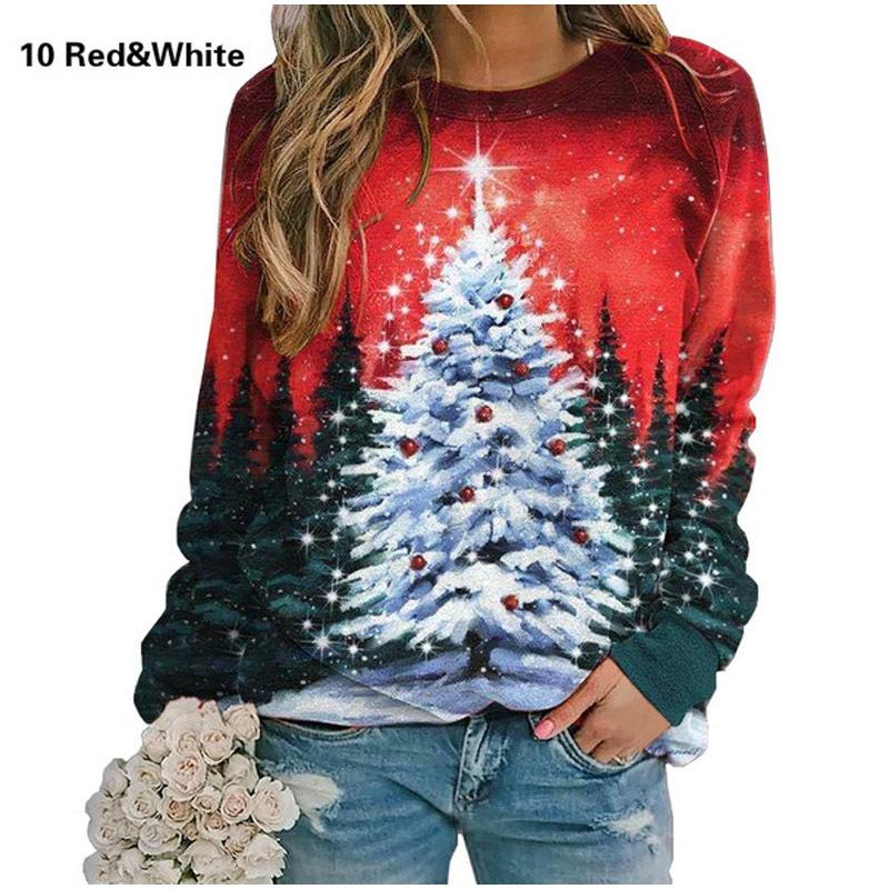 Autumn hot selling Christmas printed round neck long sleeved hoodie bulk wholesale in stock