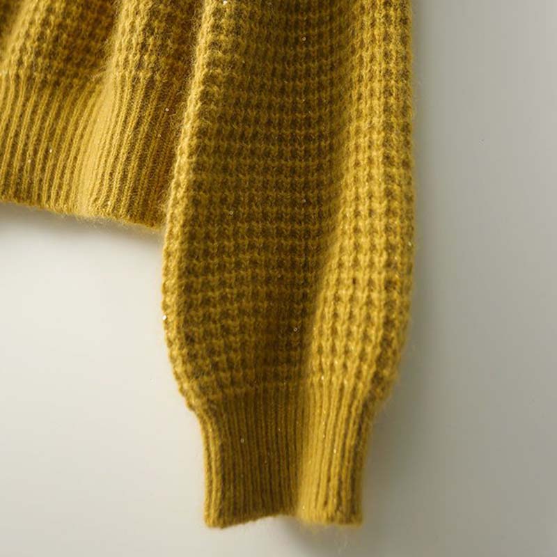 Sweater for Women Autumn Winter Thickened Warm Knitted Stretchy Long Sleeve V-neck Tops