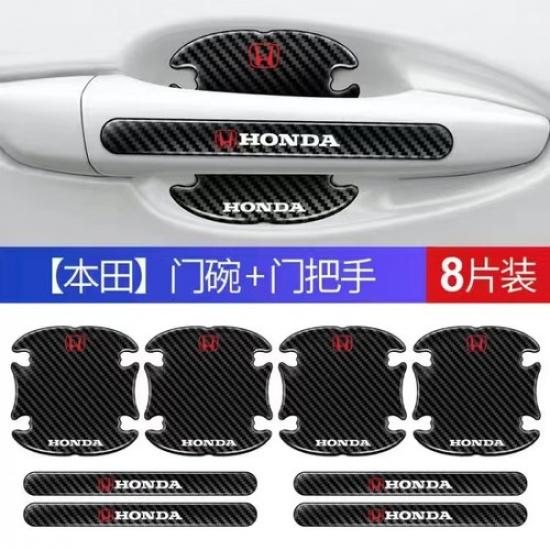 8PCS Carbon Fiber Car Door Handle Bowl Film Protector Decal Sticker for Honda