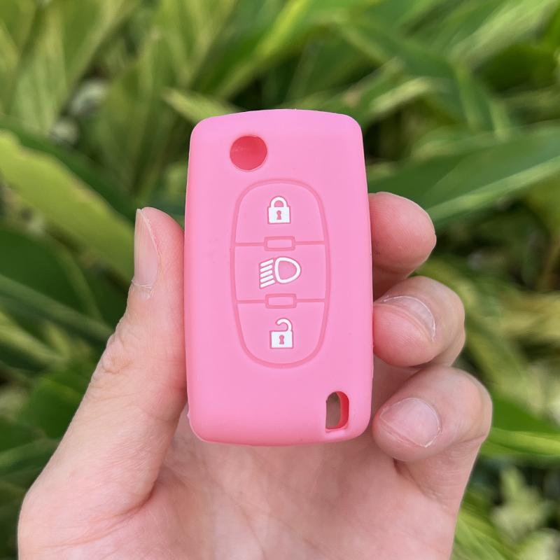 Silicone Rubber Car Key Cover Case Shell Protect For Citroen C2 C4 C5 Picasso Xsara C5 C6 C8 Folding 3 Button Key Accessories
