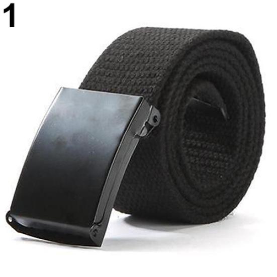 Ceinture unisexe style militaire décontractée en toile unie de couleur unie