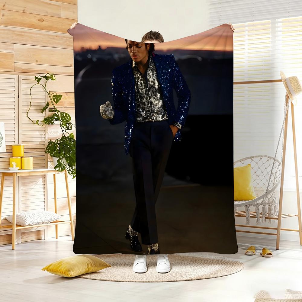 Kpop M-Michael Jackson Throw Lightweight 240G Flannel Blanket Soft Skin-Friendly For Summer Cooling