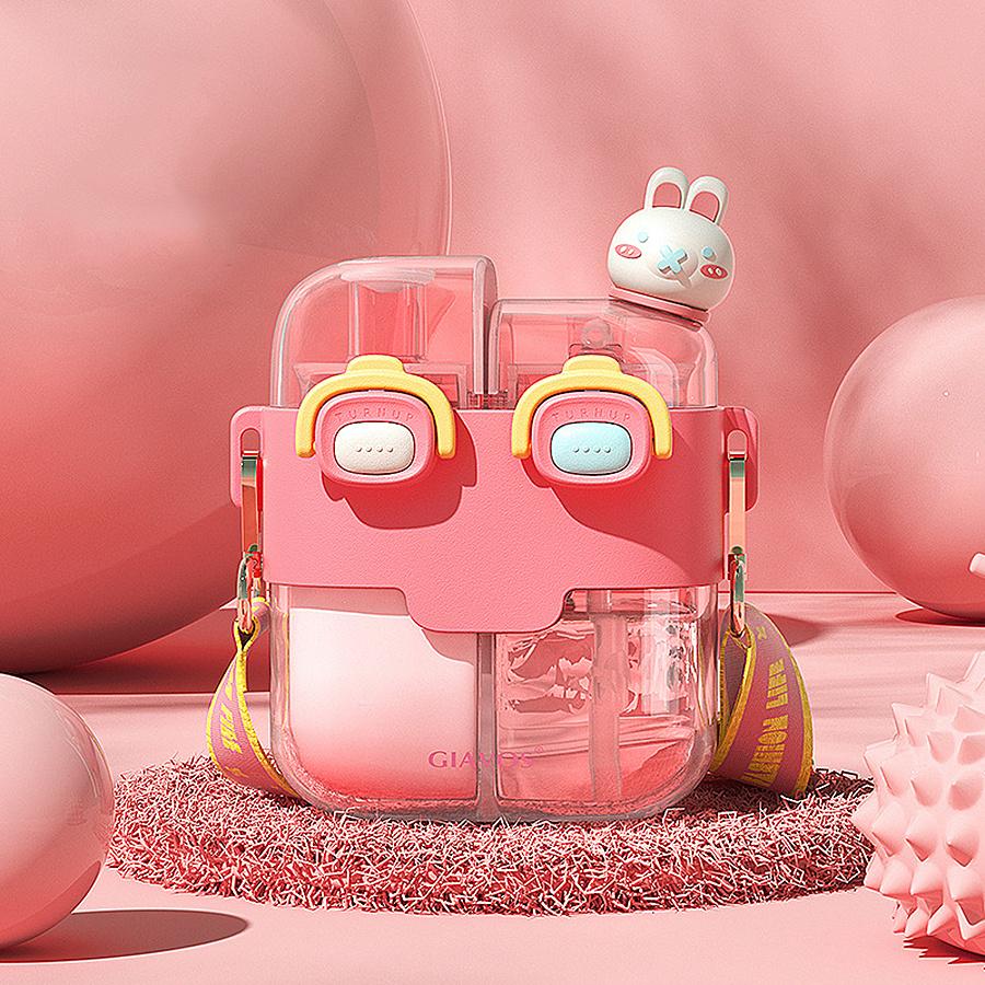 1pc 17.92/26.37oz Portable Leakproof Double Drink Water Bottle with Straw and Strap for School, Sports, and Travel - Stay Hydrated On the Go!