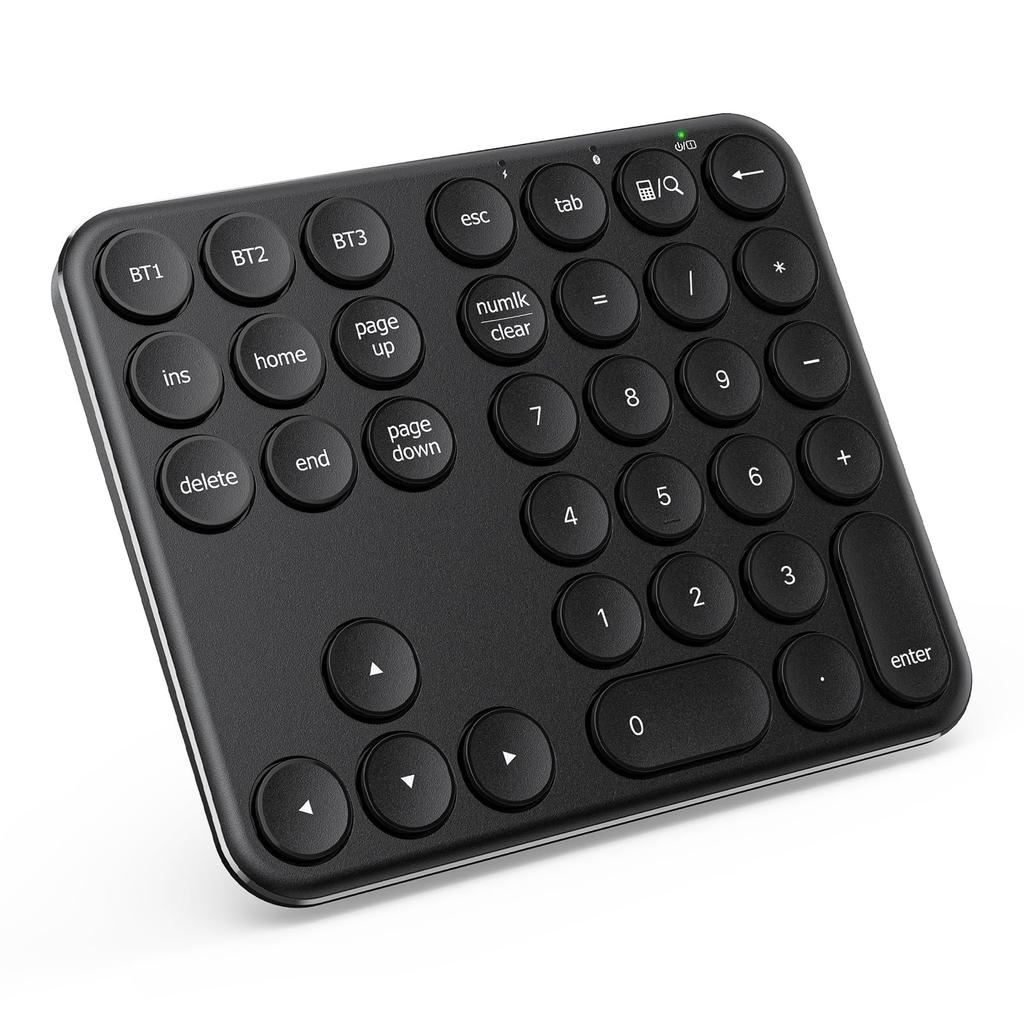 iClever IC-KP11 Numeric Keypad, Bluetooth Wireless Number Keyboard with Pantograph, Type-C Charging, Ultra-Slim Metal Construction, Numlock Link,