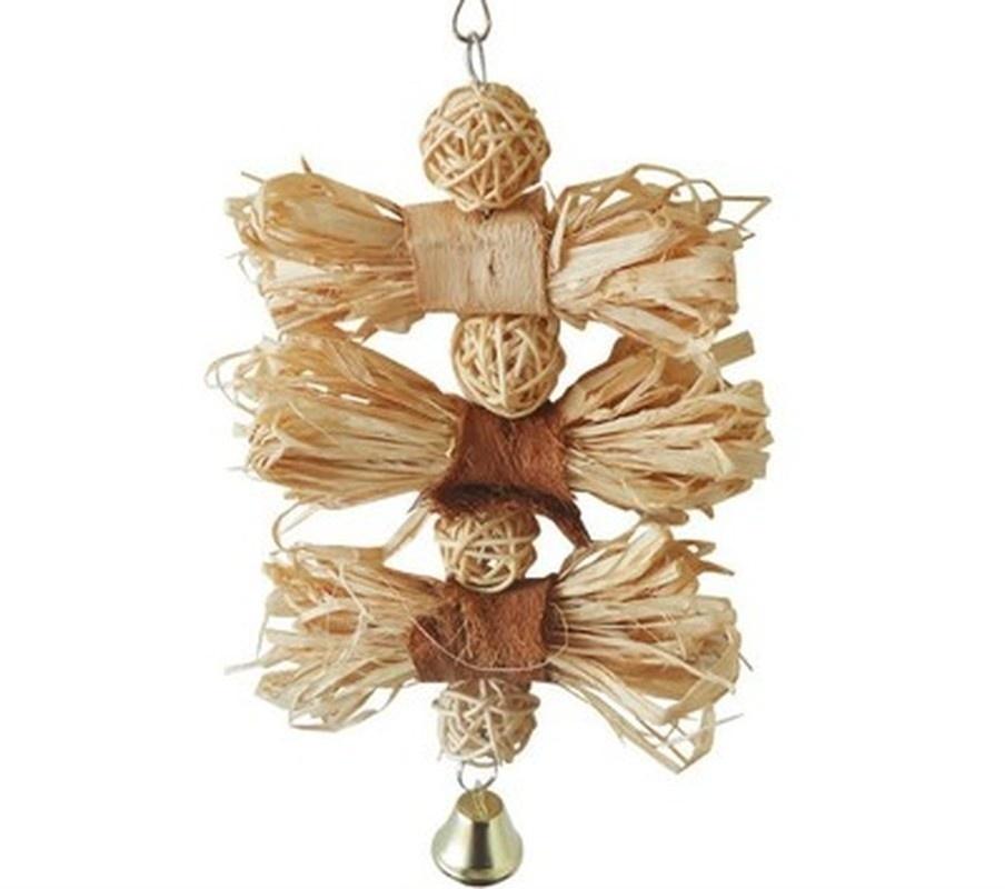 Wooden Cute Pet Bird Chewing Toy Natural Grass Pet Parrot Bird Bites Swing Ball Loofah Vine Balls Cage Bird Hanging Accessories